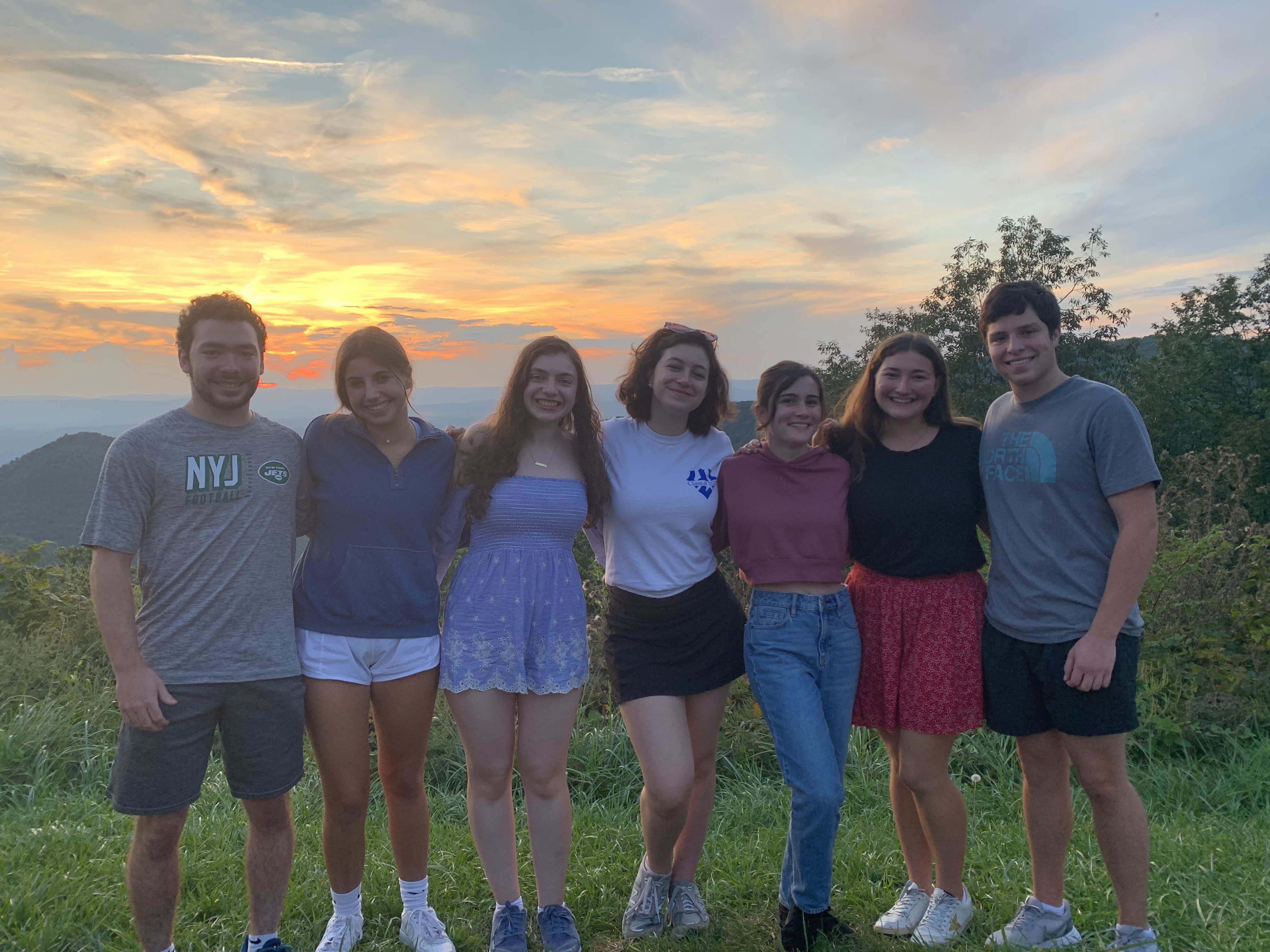 First Year Students of Hillel (FYSH) class of 2025 enjoying the sunset on the Blue Ridge Parkway.